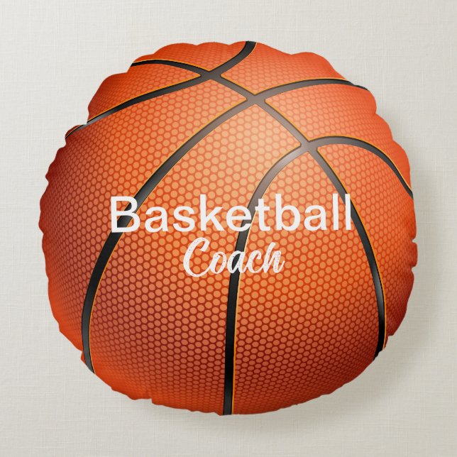 Custom Basketball Coach Keepsake Round Cushion (Front)