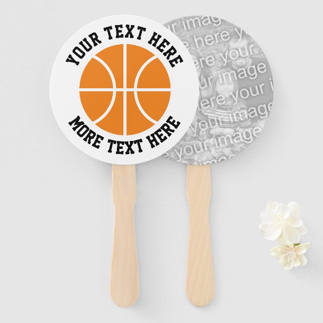 Custom basketball graduation party photo hand fan (Front and Back)