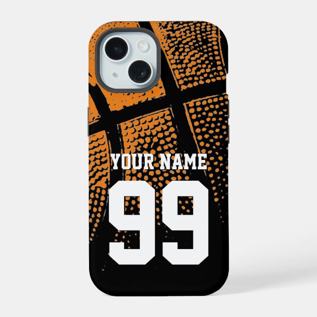 Custom basketball jersey number budget friendly iPhone 15 case (Back)