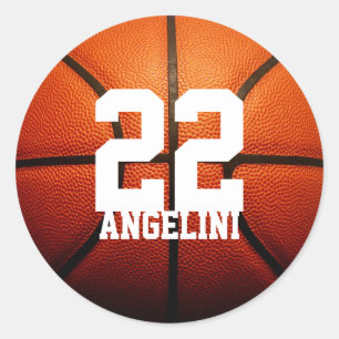 Custom Basketball Numbers Classic Round Sticker