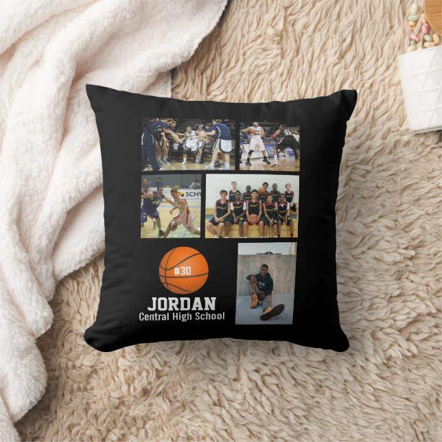 Custom Basketball Photo Collage Name Team Number Cushion (Blanket)