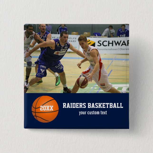 Custom Basketball Photos Player Team Name Year 15 Cm Square Badge (Front)