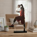 Custom Basketball Player Photo Statuette Standing Photo Sculpture<br><div class="desc">Showcase Every Slam Dunk | Capture the action and energy of basketball with our custom photo statuette, designed to celebrate your favourite player. Featuring a crystal-clear acrylic front and a sleek glossy black backing, this precision-cut piece turns your cherished basketball moments into a standout keepsake. Ideal for players, fans, and...</div>