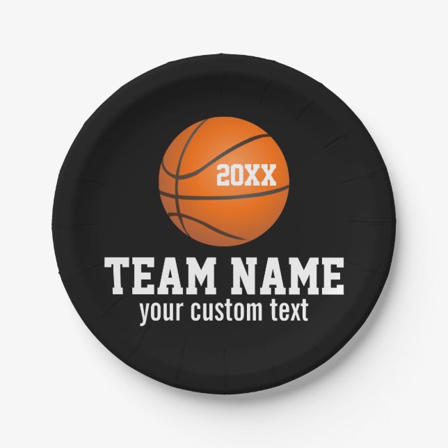 Custom Basketball Player & Team Name Jersey # Year Paper Plate (Front)