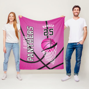 Custom - Basketball Sport Design - Pink Fleece Blanket