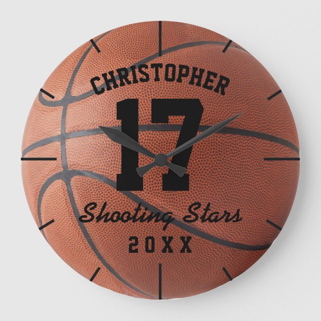 Custom Basketball Sport Name Number Personalizable Large Clock (Front)