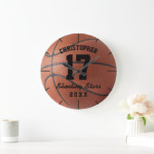 Custom Basketball Sport Name Number Personalizable Large Clock (Home)