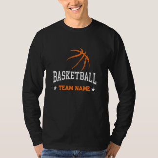 Custom Basketball Team Name Black Long Sleeve T-Shirt