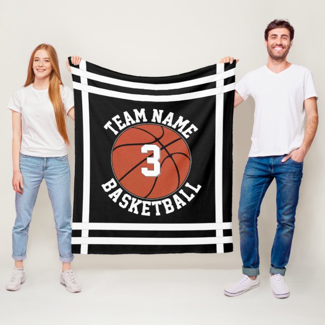 Custom Basketball Team Name & Player Number Sports Fleece Blanket (In Situ)