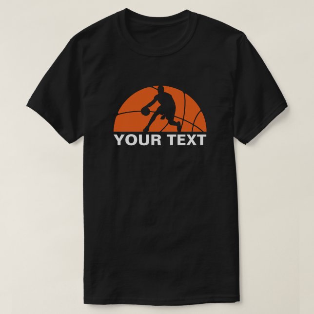 Custom Basketball Team Player Silhouette T-Shirt (Design Front)