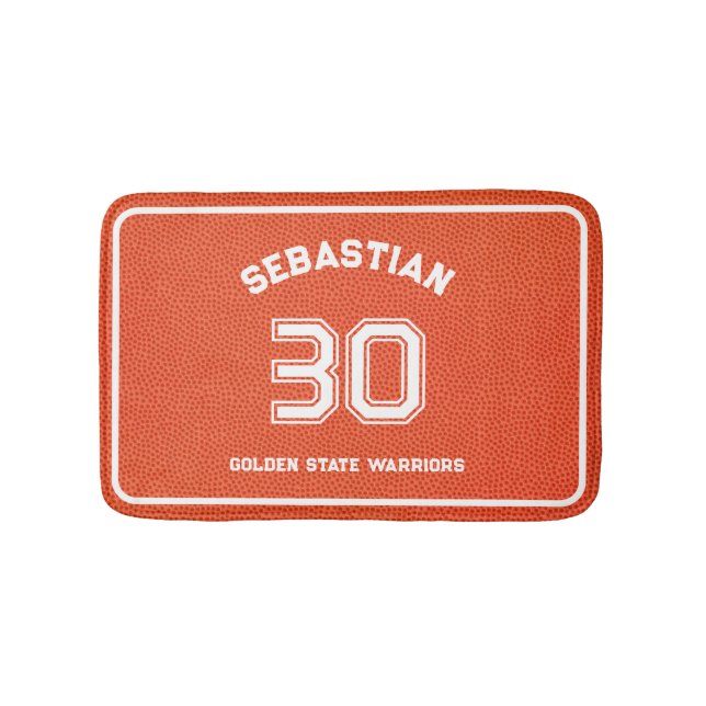 Custom Basketball Textured Orange Bath Mat (Front)