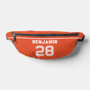 Custom Basketball Textured Player Number Orange Bum Bags