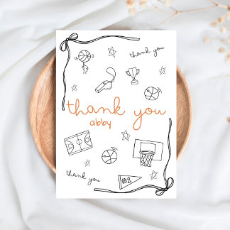 Custom Basketball Thank you Card Doodle