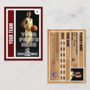 Custom Basketball Trading Card - Dark Red