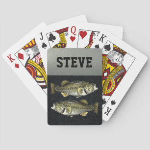 Custom Bass Fishing Rugged Name Playing Cards