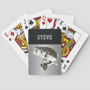 Custom Bass Fishing Rugged Name Playing Cards