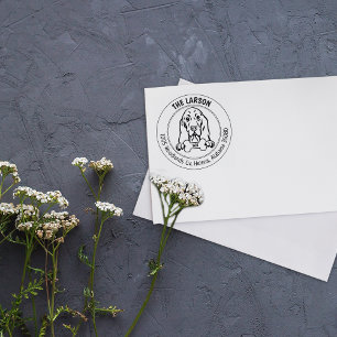 Custom Basset hound Dog Return Address Rubber Stamp