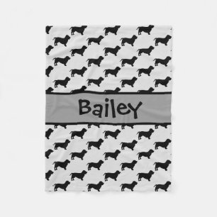 Custom Basset Hound Dog Silhouette Fleece Blanket