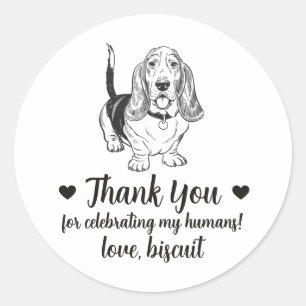 Custom Basset Hound Dog Wedding Favour Stickers