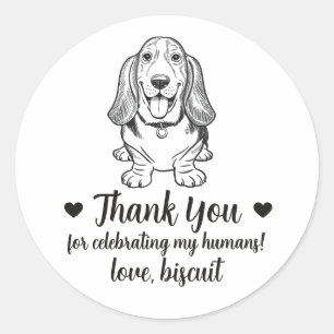 Custom Basset Hound Dog Wedding Favour Stickers