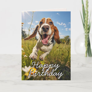 Custom Basset Hound Happy Birthday Card