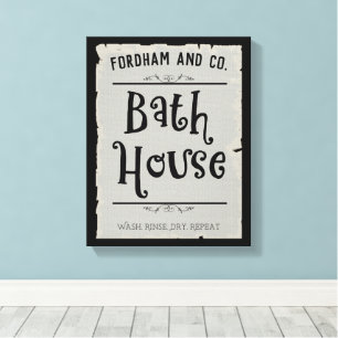 Custom Bath House Lavatory Wash Rinse Dry Repeat Canvas Print