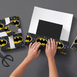 Custom Batman Logo Happy Birthday Wrapping Paper<br><div class="desc">Wrap your gifts in superhero style with this customizable Batman logo happy birthday wrapping paper! Featuring the iconic Batman logo and bold text, this high-quality wrapping paper can be personalized to make any celebration extra special. Perfect for fans of the Caped Crusader, it adds a dynamic touch to your gift...</div>