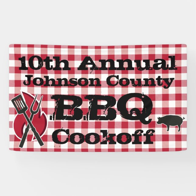 Custom BBQ Cook Off Backyard Picnic Banner (Horizontal)