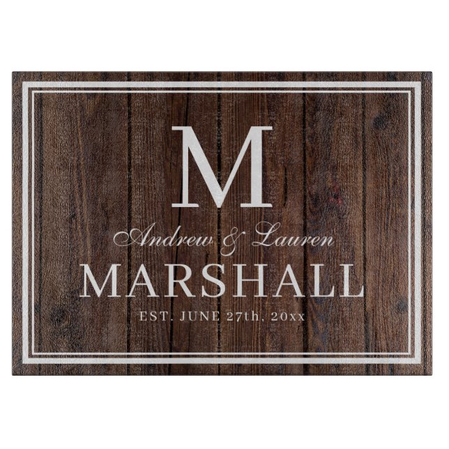 Custom BBQ Couples Names Farmhouse Wedding Cutting Board (Front)