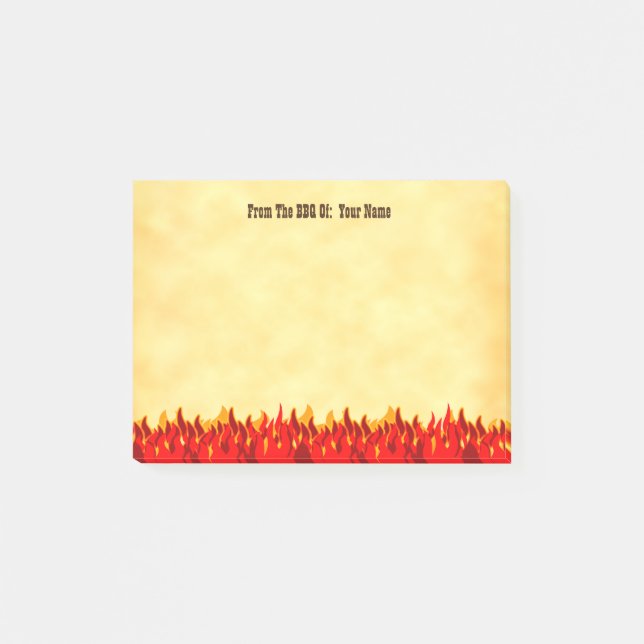 Custom BBQ Red Flames Western Letter Post it Notes (Front)