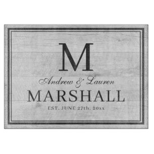 Custom BBQ White Wood Names Wedding Gift Cutting Board