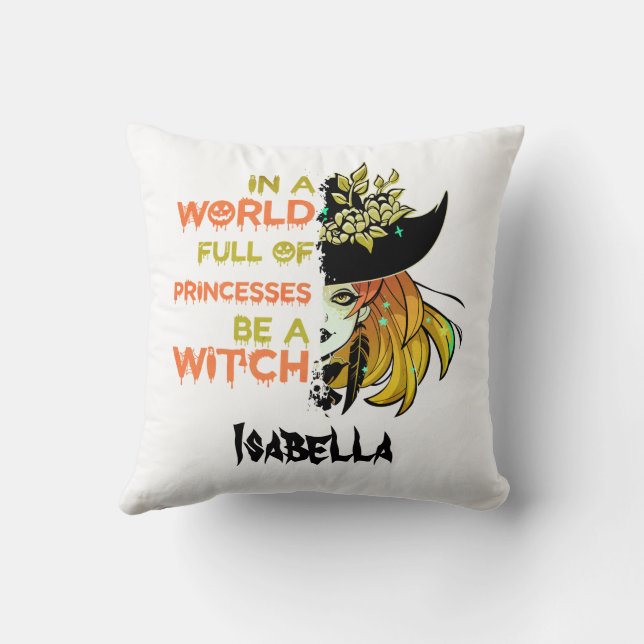 Custom Be A Witch Halloween Funny Typography Cushion (Back)