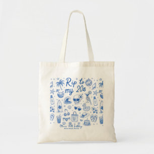 custom beach blue birthday 20s hand drawn ocean  tote bag