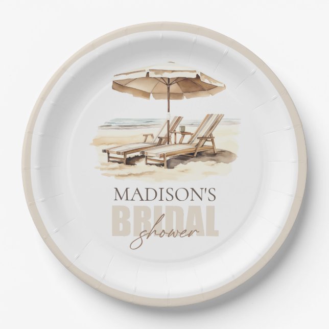 Custom Beach Bridal Shower Paper Plate (Front)