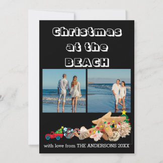 Custom Beach 🎄 Christmas Seashells Collage Holiday Card