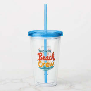 Custom Beach Crew Name Wave Design Acrylic Tumbler