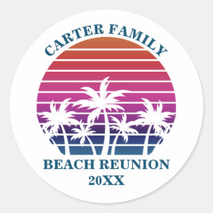 Custom Beach Cruise Family Reunion Sunset Party Classic Round Sticker
