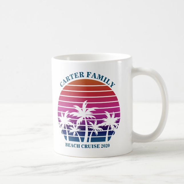 Custom Beach Cruise Family Reunion Sunset Vacation Coffee Mug (Right)