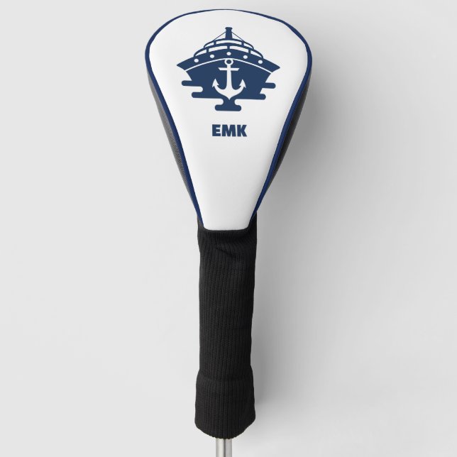 Custom Beach Cruise Nautical Anchor Monogram Golf Head Cover (Front)