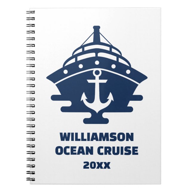 Custom Beach Cruise Nautical Anchor Trip Notebook (Front)