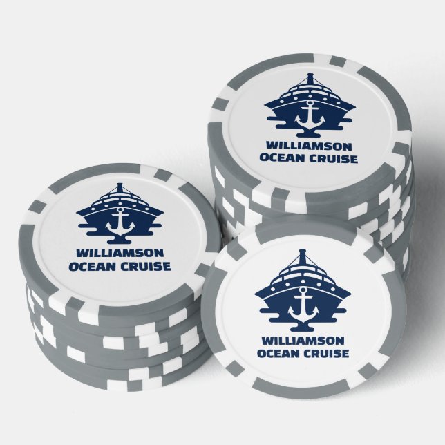 Custom Beach Cruise Nautical Anchor Trip Poker Chips (Stack)