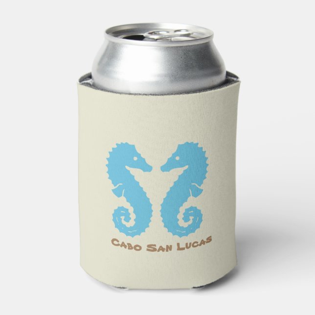 Custom Beach Destination Wedding Favour-Seahorse Can Cooler (Can Front)