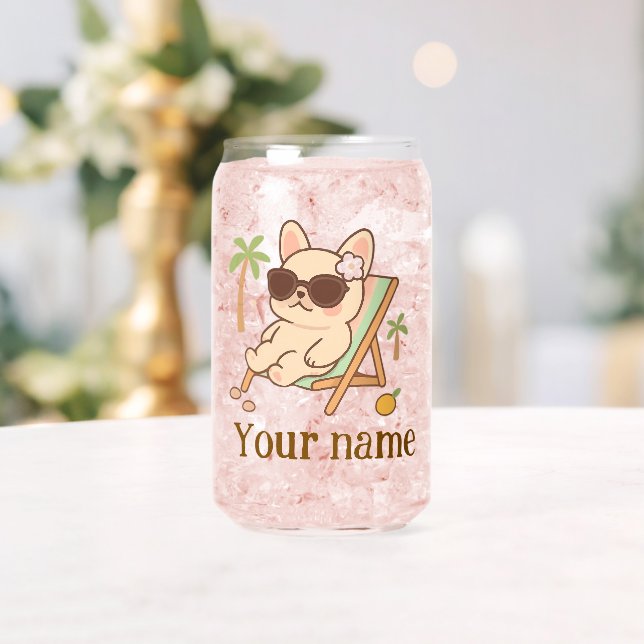 Custom Beach Dog Can Glass (Insitu (Wedding))