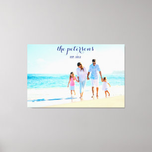 Custom Beach Family Photo Personalised Canvas Print