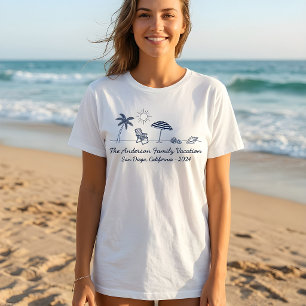 Custom Beach Family Reunion Chair Palm Tree Shells T-Shirt