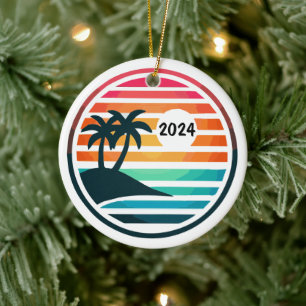 Custom Beach Family Vacation or Reunion  Ceramic Tree Decoration