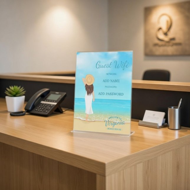 Custom Beach House Guest WiFi Pedestal Sign (Creator Uploaded)