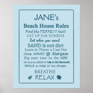 Custom Beach House Rules Poster
