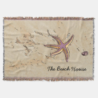 Custom Beach House Starfish Design Throw Blanket