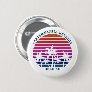 Custom Beach Palm Tree Family Reunion Name Tag 6 Cm Round Badge